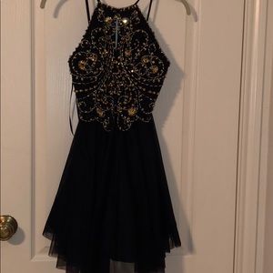 Navy blue beaded evening dress only worn once